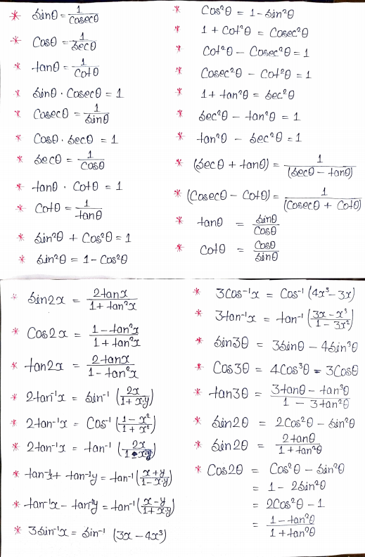 trigonometry mathematics formula