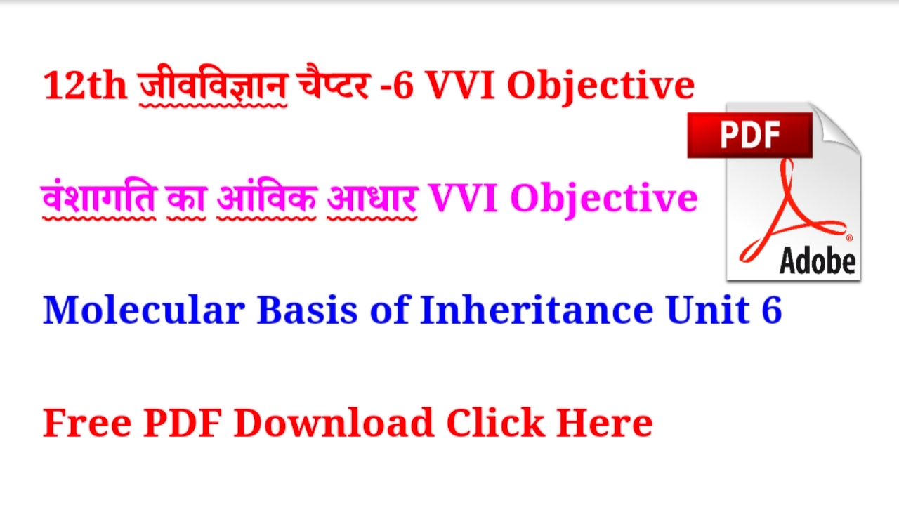 Class 12th Biology Chapter 6 वंशागति का आण्विक आधार