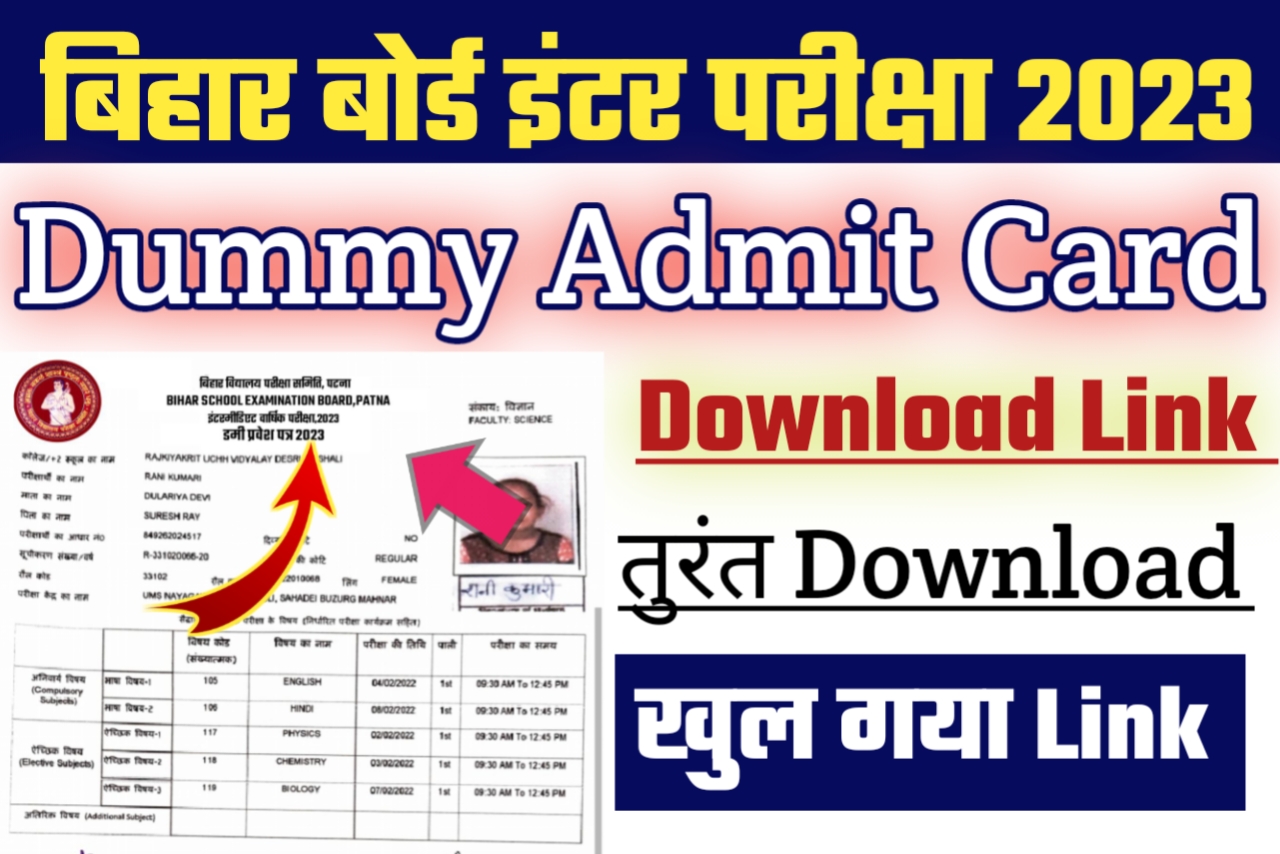 Bihar Board Class 12th Dummy Admit Card How To Download | BSEB Inter ...