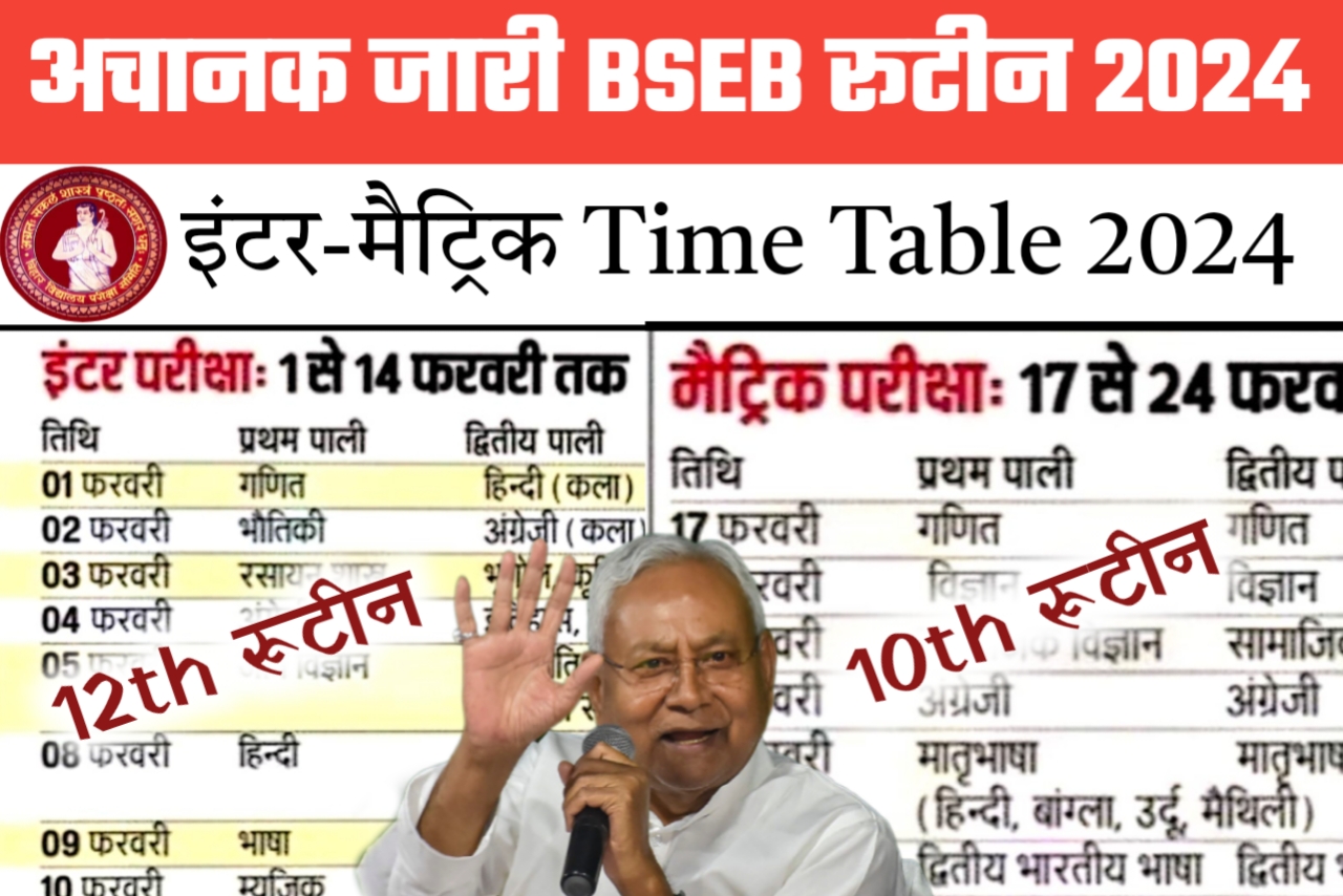 Bihar Board 12th 10th परीक्षा तिथि 2024 का रुटीन इस प्रकार रहेगा