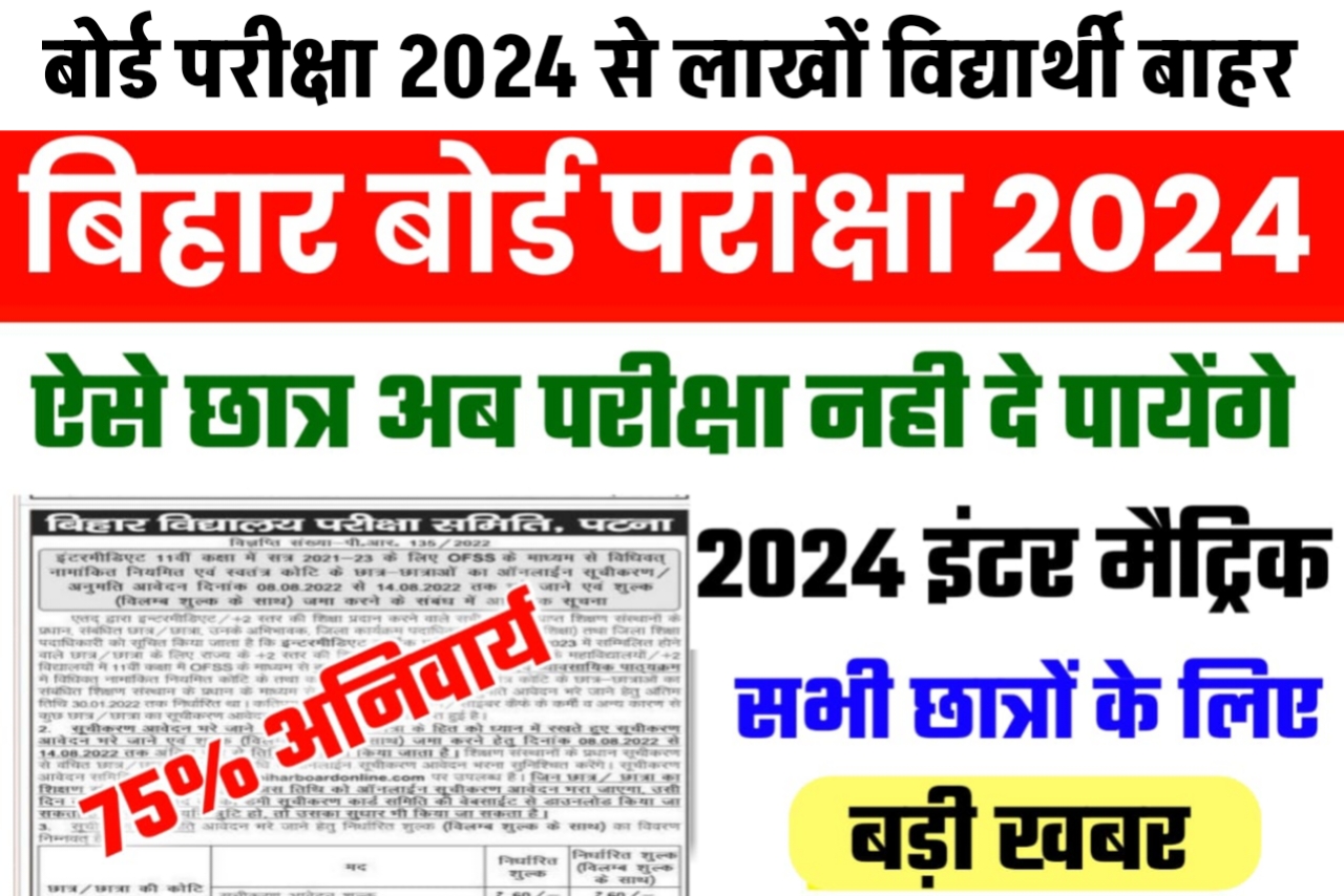 Bihar Board मैट्रिक इंटर 2024 Exam से लाखों छात्र छात्राएं बाहर